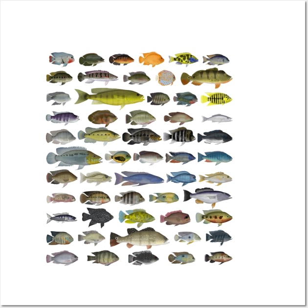 Cichlid Group Wall Art by FishFolkArt